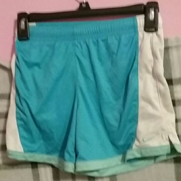 Blue and white running shorts